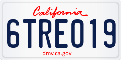 CA license plate 6TRE019