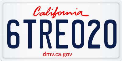 CA license plate 6TRE020