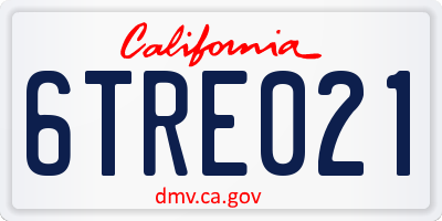 CA license plate 6TRE021