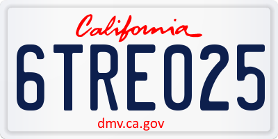 CA license plate 6TRE025