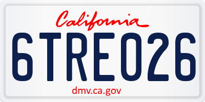 CA license plate 6TRE026