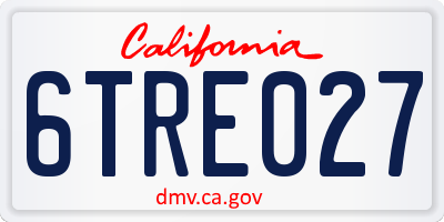 CA license plate 6TRE027