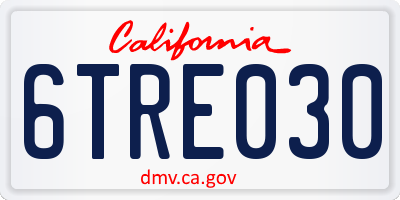 CA license plate 6TRE030