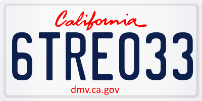 CA license plate 6TRE033