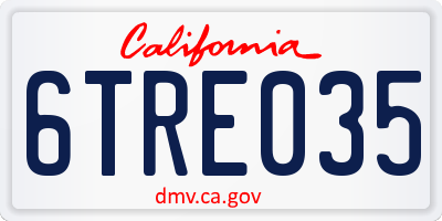 CA license plate 6TRE035