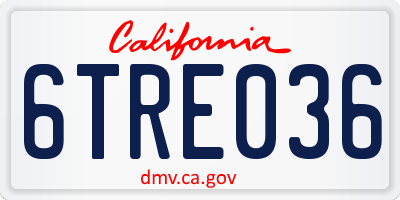 CA license plate 6TRE036