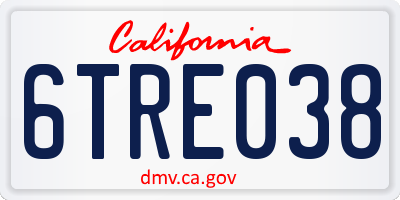 CA license plate 6TRE038