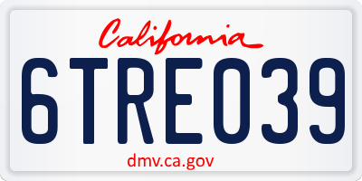 CA license plate 6TRE039