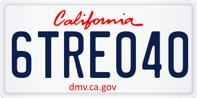 CA license plate 6TRE040