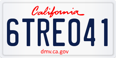 CA license plate 6TRE041