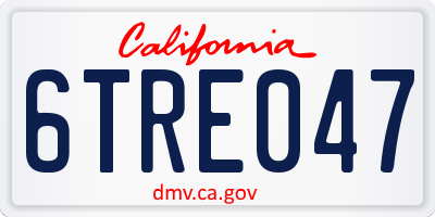 CA license plate 6TRE047