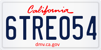 CA license plate 6TRE054