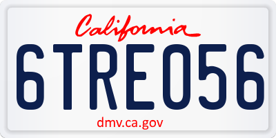 CA license plate 6TRE056