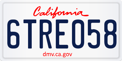 CA license plate 6TRE058