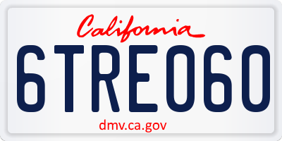 CA license plate 6TRE060