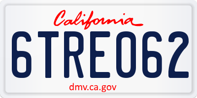 CA license plate 6TRE062
