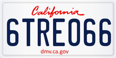 CA license plate 6TRE066