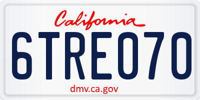 CA license plate 6TRE070