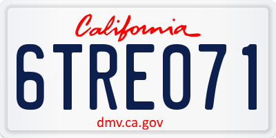 CA license plate 6TRE071