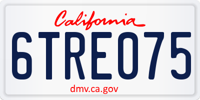 CA license plate 6TRE075