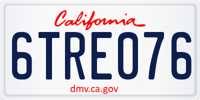 CA license plate 6TRE076