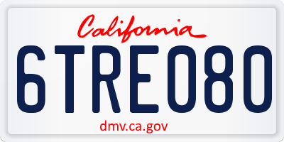 CA license plate 6TRE080
