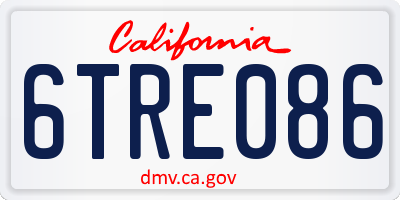 CA license plate 6TRE086