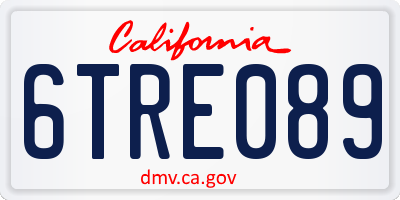 CA license plate 6TRE089