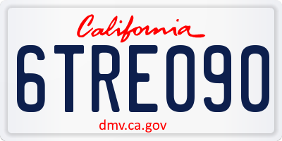 CA license plate 6TRE090
