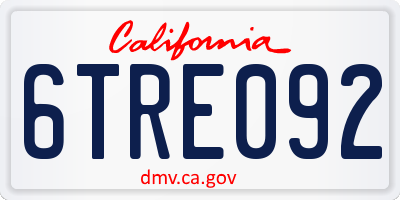 CA license plate 6TRE092