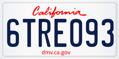 CA license plate 6TRE093