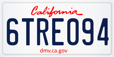 CA license plate 6TRE094