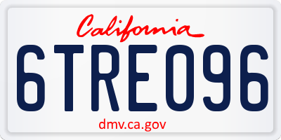 CA license plate 6TRE096