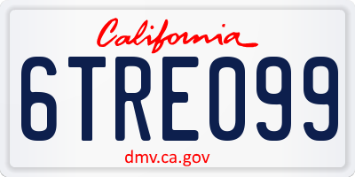 CA license plate 6TRE099