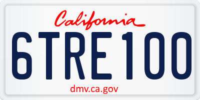 CA license plate 6TRE100