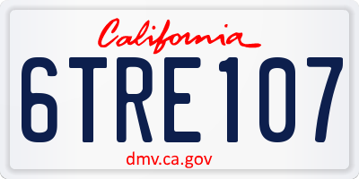 CA license plate 6TRE107