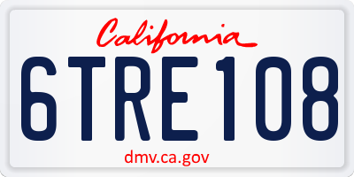 CA license plate 6TRE108