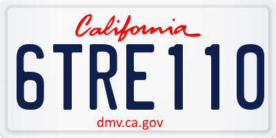 CA license plate 6TRE110