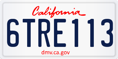 CA license plate 6TRE113