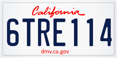 CA license plate 6TRE114