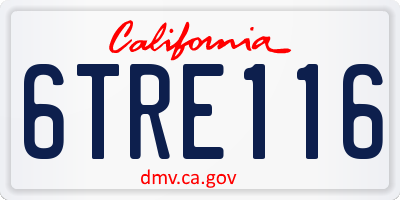CA license plate 6TRE116
