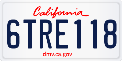 CA license plate 6TRE118