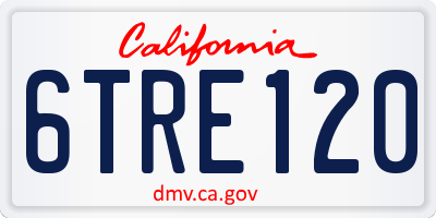 CA license plate 6TRE120