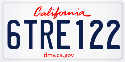 CA license plate 6TRE122