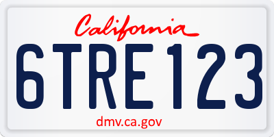 CA license plate 6TRE123
