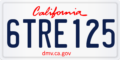 CA license plate 6TRE125