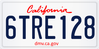 CA license plate 6TRE128