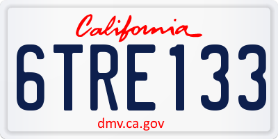 CA license plate 6TRE133