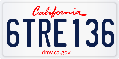 CA license plate 6TRE136