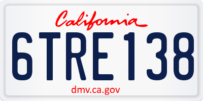 CA license plate 6TRE138